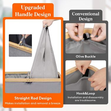 Двойная корзина для белья с крышкой, очень большая бамбуковая корзина для белья, корзина для грязной одежды (серая), 150L