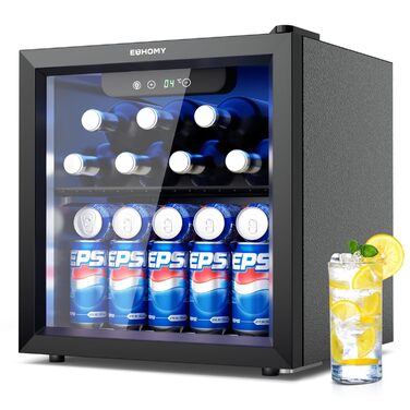 Міні-холодильник зі скляними дверцятами 37 л чорний EUHOMY