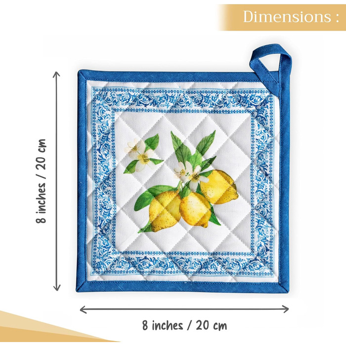 Рукавички для духовки Maison d&39 Hermine, підставки для каструль, 100 бавовна, термостійкі кухонні рукавички, рукавички для духовки (19 см x 33 см) та підставки для каструль (20 см x 20 см) для приготування їжі, Morzine - рукавички для духовки на День по