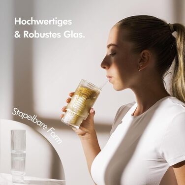 Стаканы для питья Riffel 310 мл, набор 4 предмета, KIVY