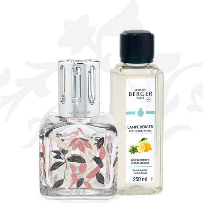 Аромалампа Maison Berger Paris ICE CUBE FEUILLE, 256 мл + Наповнювач з ароматом ZEST OF VERBENA, 250 мл