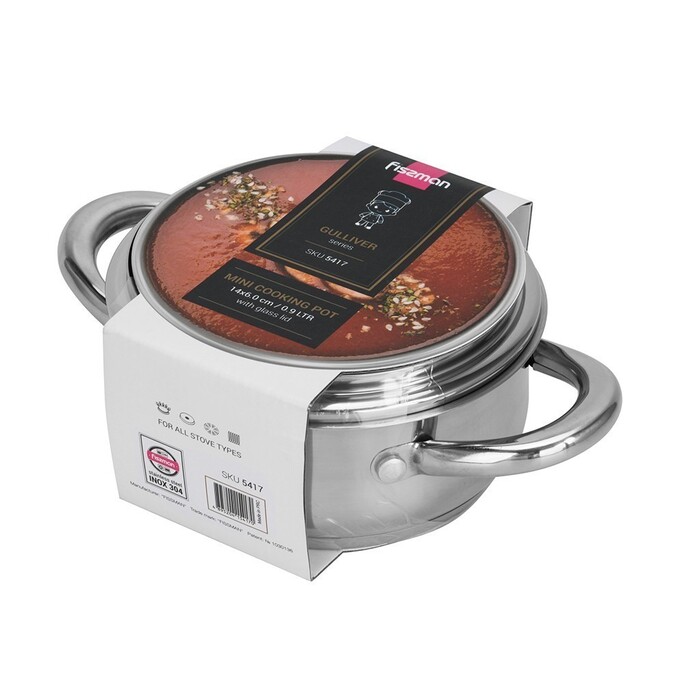 Каструля зі скляною кришкою 14 см 0,9 л GULLIVER Fissman