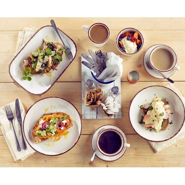 Тарелка плоская, 27,5 см, коричневый ободок, GenWare