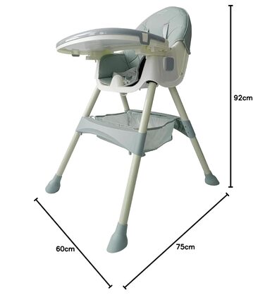 Дитячий стільчик для годування 4 в 1 від 6 місяців з підставкою для ніг зелений BDW