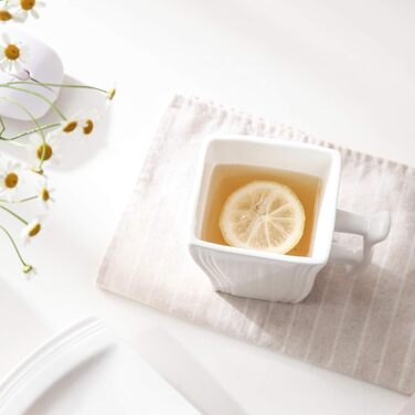 Серія FLORA, набір з 6 порцелянових креманки для каш, миски для рису 450 мл, закусочної миски, десертної миски для салату, супів, рамен, фруктів і т.д. 13,5x13,5x5,4 см (білий, 6 шт. кружок)