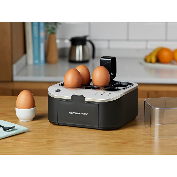 Яйцеварка на 6 яєць 400 Вт, чорна/срібляста Emerio