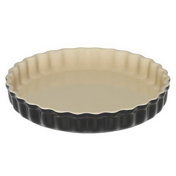 Блюдо кругле хвилясте для запікання 24 см, чорне глянсове Le Creuset