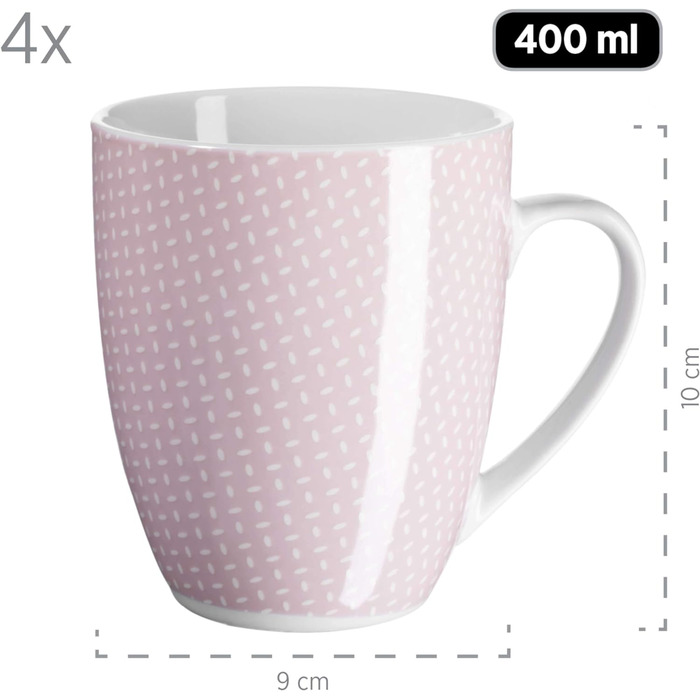 Набор посуды MSER 931566 Kitchen Time II на 4 персоны, 16 шт. Комбинированный сервиз с тонким рисунком, фарфор (розовый)