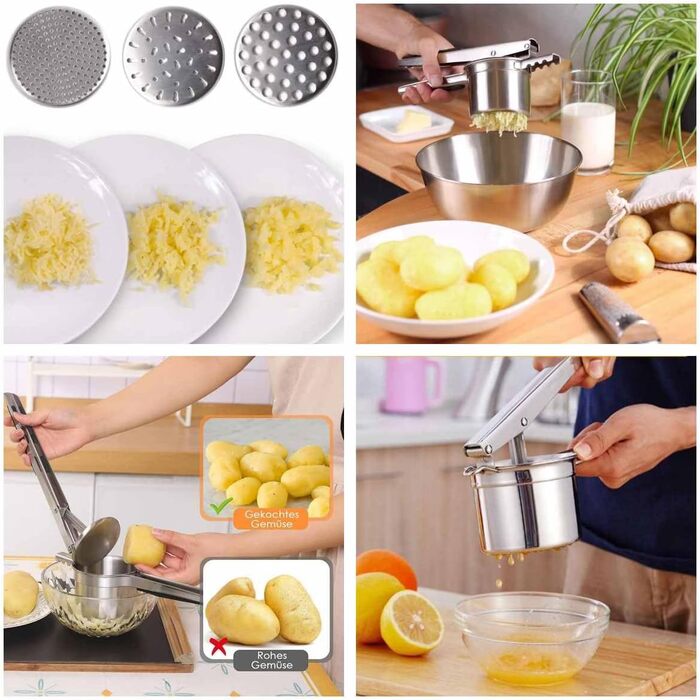 Картопляний товкач - Прес для шпецле - Професійний картопляний прес - Картопляний прес для картопляного пюре, фруктових соків, овочевого пюре, пюре (прес для зубного олій та розпилювач)