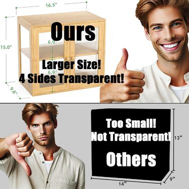 Дворівнева бамбукова хлібниця 41 x 25 x 38 см з 2 дверцятами BAMBANG