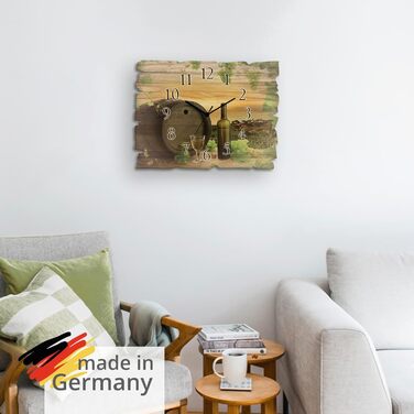 Настінний декор настінний годинник без цокання з дерева радіогодинник безшумний прямокутний 40x30 см їжа бакалія спеції трави лимон чилі вінтажний сільський U1RK трави (вино, радіогодинник)