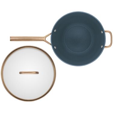 Сковорода вок 30 см зі скляною кришкою, синя Milano Zwilling