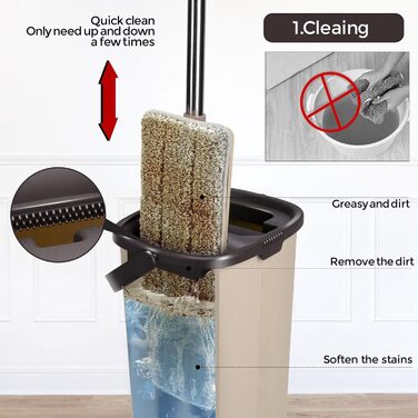 Набор швабр и ведром 140 см кремовый Masthome