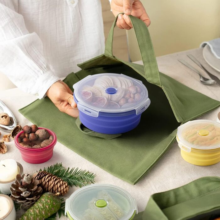 Круглые силиконовые складные контейнеры 4 шт Virklyee