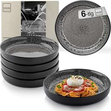 Набір із 6 тарілок для пасти темно-сірий Sänger