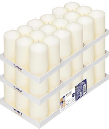 Свічки Horeca - Стовпні свічки - - Ø x 12 см - Набір блочних свічок - Тривалий час горіння 40 годин - Без аромату - Свічки для дому, вечірок та кейтерингу (слонова кістка, 54)