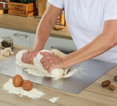 Кухонная столешница Zassenhaus 50 40 см Столешница из нержавеющей стали Масштабирование и Stop Edge для теста и мяса антибактериальный и гигиеничный Разделочная доска из нержавеющей стали, 064612