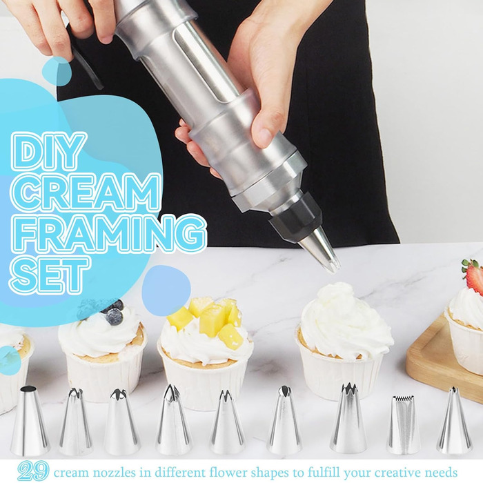 Шприц кондитерський з насадками для декору тортів і кексів, чорний Erzekrim