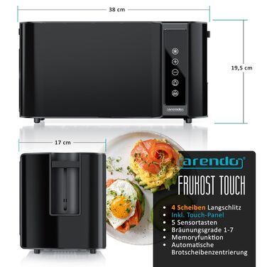 Тостер на 4 скибочки, чорний Frukost Touch Arendo