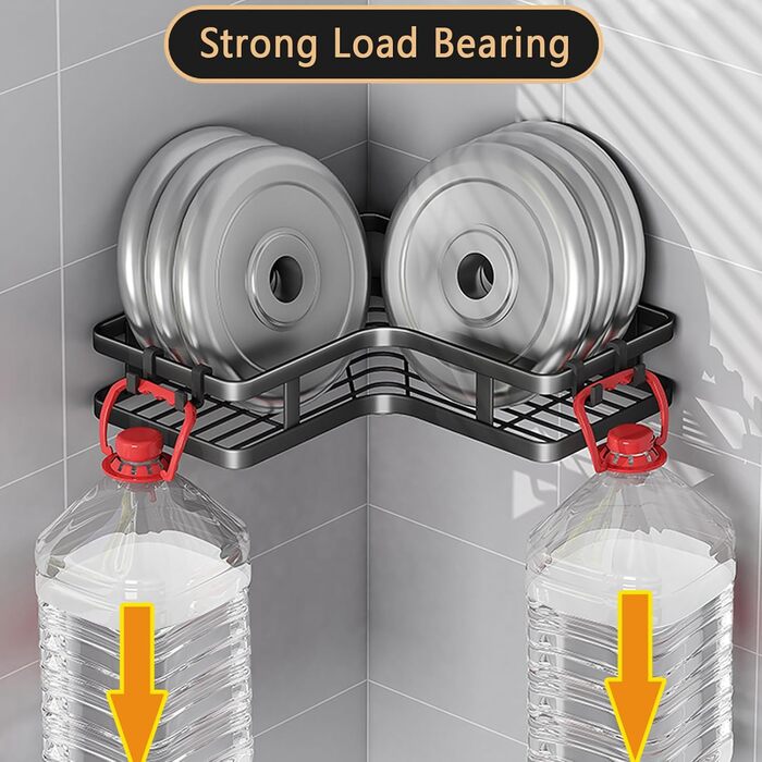 Набір з 2 кутових полиць для душу, чорний ZVZM