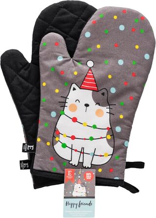 Рукавички для духовки 19 x 30 см, набір 2 предмети, сірий Happy Friends ESSEX
