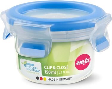 Набір контейнерів для зберігання продуктів EMSA Clip & Close, прямокутні, 5 x 0,8 л, коробки для зберігання, 100 герметичні, придатні для миття в посудомийній машині, морозильної камери та мікрохвильової печі, прозорі, сині, зроблені в Німеччині, N10307 (