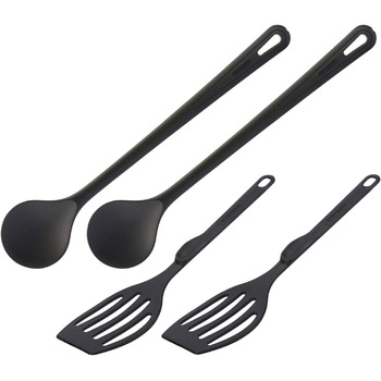 Набір кухонних гаджетів Westmark, 4 шт. , 2 лопатки та 2 ложки для перемішування, якісний пластик, ніжний та флональний, чорний, 203522E6