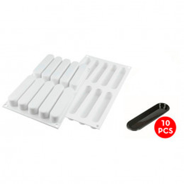 FASHION ECLAIR 80 Форма силіконова для еклерів 130 x 25 h 25 mm + каттер + 10 підставок