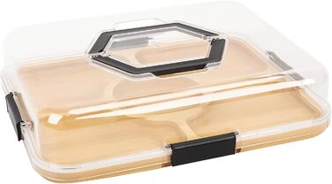 Коробка для снеків Clyfanesy з 6 відділеннями, розділений дерев&39яний піднос з кришкою та ручкою, портативний органайзер для коробки для снеків, практичний піднос для дивана, герметичний органайзер для тарілок для снеків та горіхів, 6 відділень (5 відділ