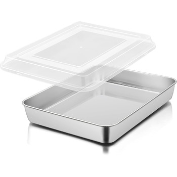 Форма для торта Herogo, глибоке деко з кришкою, 324x5 см, прямокутне деко з нержавіючої сталі Деко для випікання Жирна форма для випічки, ідеально підходить для лазаньї з тортом брауні, дзеркальне покриття та можна мити в посудомийній машині 31,5 x 24,5 x