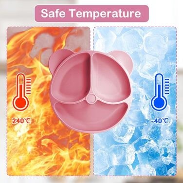 Силіконовий набір дитячого столового посуду Bizcasa з 9 предметів, нековзкий набір дитячого столового посуду, дитячий столовий посуд із присоскою, нековзна дитяча миска, дитяча тарілка, дитячий набір столових приладів для малюків, без бісфенолу А (темно-р