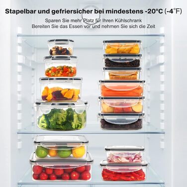 Контейнери для зберігання харчових продуктів з кришками, 16 шт. (8 контейнерів, 8 кришок), набір контейнерів для зберігання, 100 герметичні, без BPA, 0,24-1,5 л (SE-38PCS)