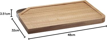 Обробна дошка RSLE Basic Line - 39 x 26 см, високоякісна бамбукова обробна дошка з жолобком для соку та нековзними гумовими ніжками, може використовуватися як дошка для нарізання та подачі, міцна дерев&39яна дошка для кухні (48 Д x 32 Ш см)