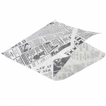 Жиронепроницаемые бумажные пакеты 17,5х17,5 см, газета белая, GenWare