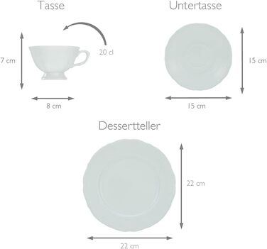 Порцеляна, білий (кавовий сервіз, 18 предметів, одинарний), 30 шт.