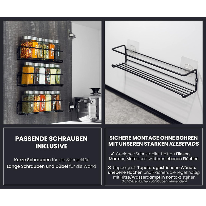 Набір з 18 баночок для спецій з настінними полицями DEKOFY