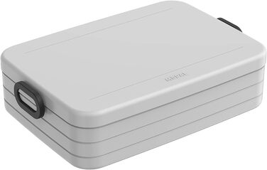 Ланч-бокс с коробкой Bento - На 4 бутерброда или 8 ломтиков хлеба - Ланч-бокс для небольших закусок и остатков еды - Ланч-бокс для взрослых - Коробка с едой с отделениями - (Cool Grey, Bento Lunchbox large TAB)