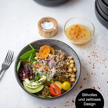 Из фарфора антрацита Buddha Bowl Bowl на 6 персон Как суповая тарелка, салатница и набор миска для хлопьев, 6 шт., Smoothie Bowl