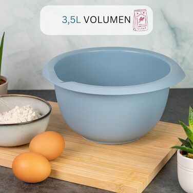 Миска для випічки Westmark 3,5 л - з носиком - кришка з двох частин - миска для змішування без бісфенолу А, нековзна та придатна для миття в посудомийній машині (червона/біла) (синя, без кришки)