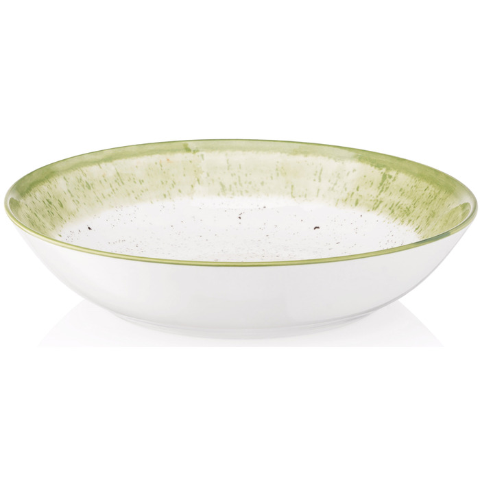 Тарелка суповая Ardesto Siena, 20см, фарфор, бело-зеленый