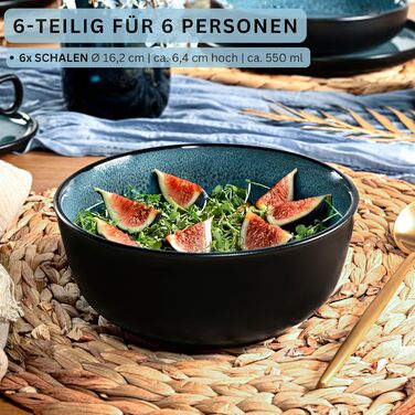 Кам&39яні миски для пасти 6 предметів, набір мисок для пасти на 6 осіб, набір мисок, придатний для миття в посудомийній машині та мікрохвильовій печі, велика багатофункціональна миска темно-сірого кольору 750 мл КОЛЕКЦІЯ VALUE (Vigo, миски 6 предметів)