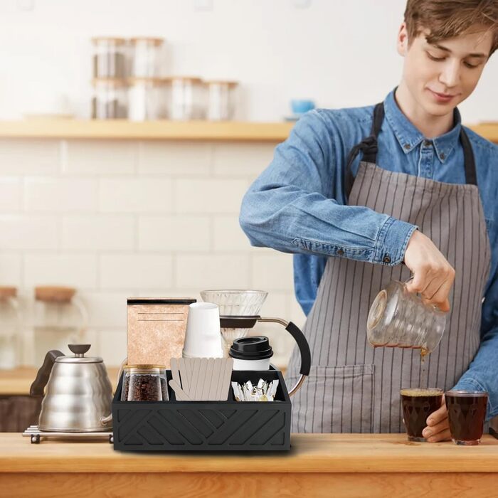 Органайзер для кавових аксесуарів, снеків, столових приладів, канцелярії дерев`яний, чорний Atliberswo