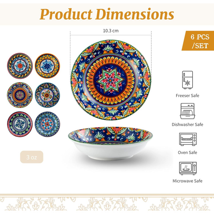 Набір з 6 керамічних мисок для соусу Besmeety