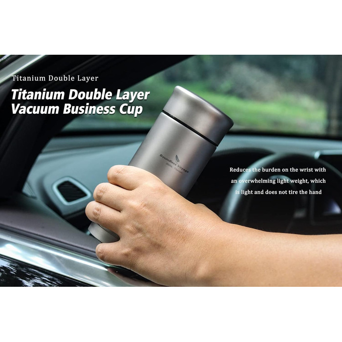 Титановые термосы Бутылки 450 мл Вакуумная кружка с фильтром Женщины Мужчины Спорт Велоспорт Бутылка для воды Двухслойная Легкая Походная Кемпинг Портативная Чай Кофе Вино Бизнес-Чашка Ti3010D (300 мл Ti3009d)