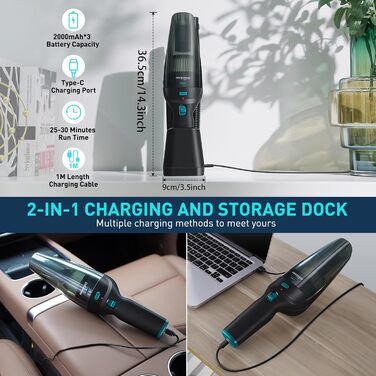 Ручний бездротовий пилосос з акумулятором та зарядною станцією 100 Вт HOMEKANE