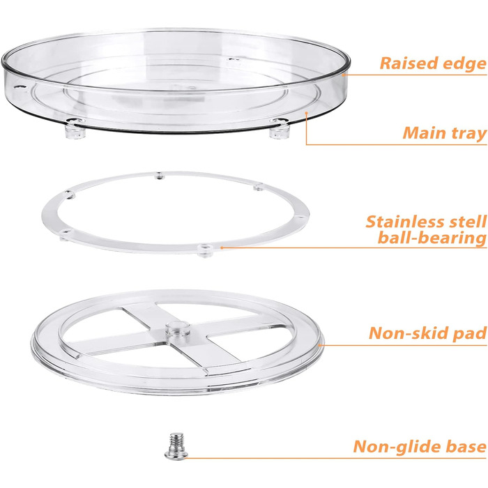 Органайзер для холодильника обертовий, набір 2 предмети, прозорий TUFA