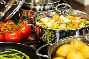 Набір каструль Head Merkur з нержавіючої сталі індукційні каструлі з обідком, літровою шкалою та скляною кришкою (6 предметів)