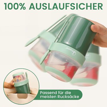 Набір з 2 стаканчиків для пластівців 870 мл з ложкою, рожевий/зелений Bugucat