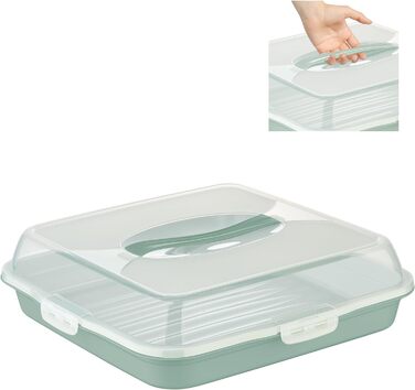 Коробка для транспортування торта з кришкою, капюшоном і ручкою. Коробка для зберігання, контейнер для торта, тарілка для торта, контейнер для торта, коробка для торта, тарілка для торта, начинка для торта, дзвіночок для торта - (темно-зелений, квадратний