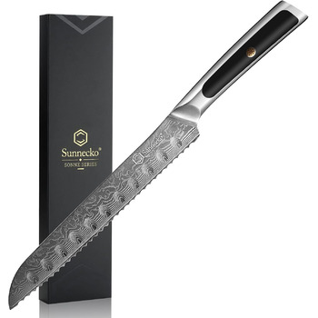 Дамаський ніж Sunnecko 20 см Кухонний ніж шеф-кухаря - гострий ніж з дамаської сталі, кухонний ніж з ергономічною ручкою